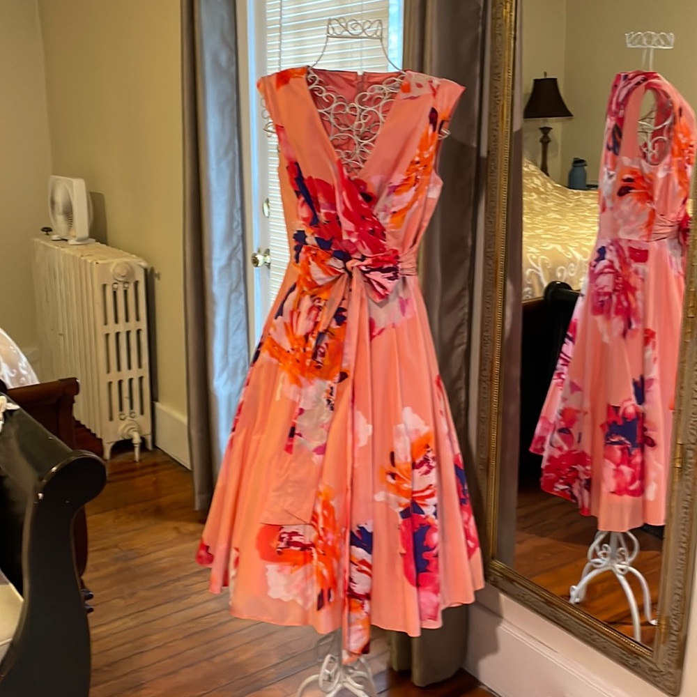 Bright, floral dress, fit and flare